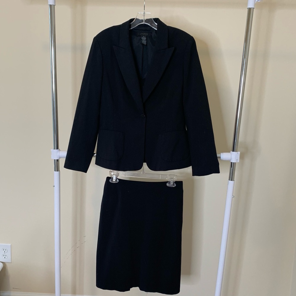 Black The Limited Stretch Two-piece Business Suit Skirt and Jacket